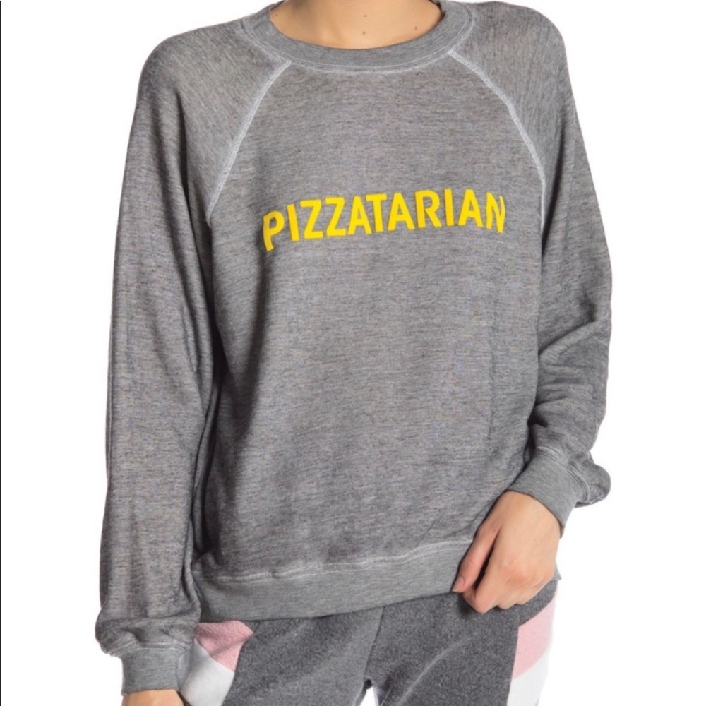 Wildfox Pizzatarian Sommers Crewneck Sweatshirt in Grey size S